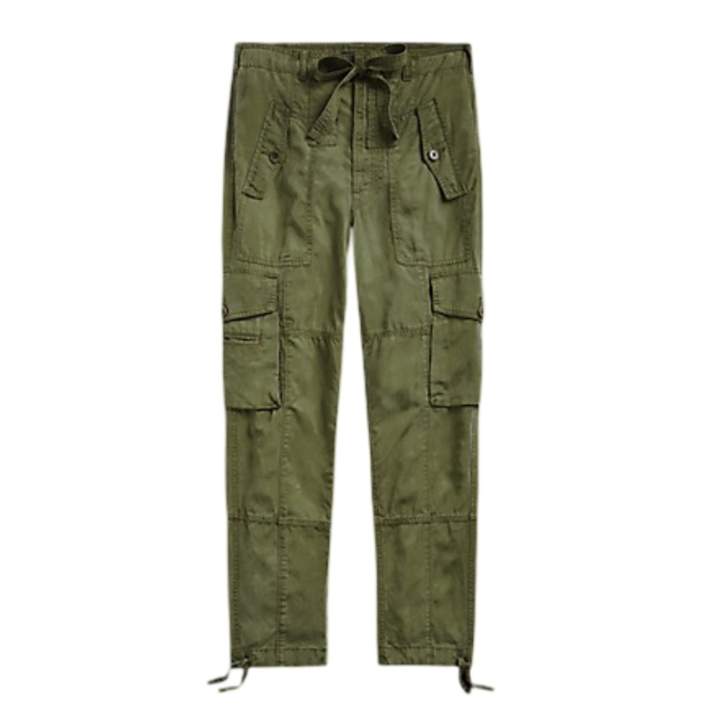 POLO RALPH LAUREN Runway Line Linen Blend Twill Cargo Pant in Army Green Sz 6